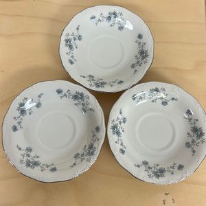 3 Johann Haviland German blue garland saucers cup plates vintage set